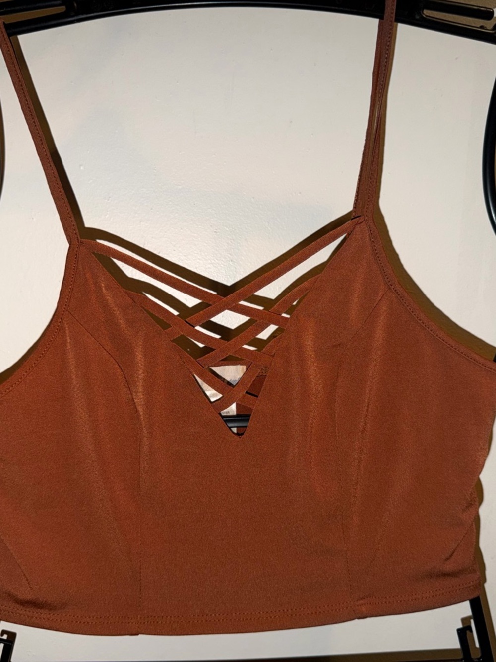 Forever 21 Rust Strappy Crisscross Cropped Cami